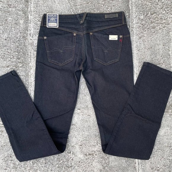 Replay Women Jeans Dark Washed Blue Denim Jeans Size 28 - Picture 2 of 9